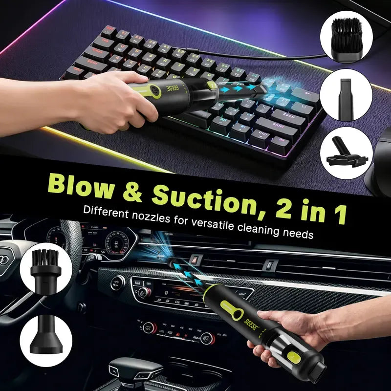 Portable Cordless Handheld Car Vacuum | 20000Pa 2-in-1 Vacuum & Air Duster, 100W Brushless Motor, 6000mAh Battery for Home, Car & Pet Cleaning