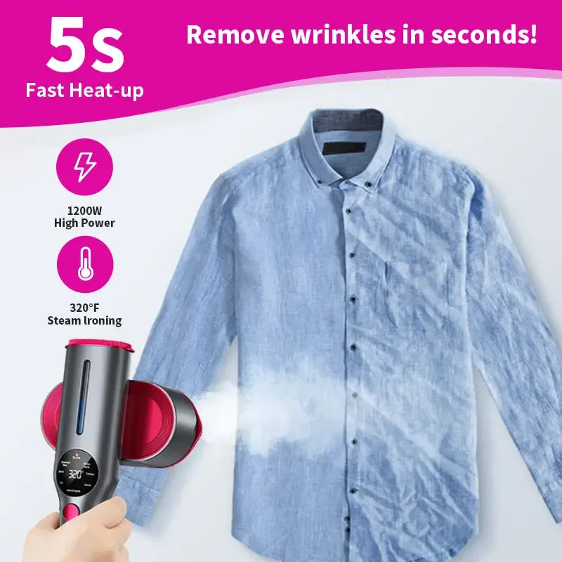 Handheld Garment Steamer for Clothing, Portable Iron Steamer Combo Travel Steam Generators, 7 Modes with LED Display,  Fast Heating, 90° Swivel Handle, 1-Button Start, Travel Stuff, New Year Gift